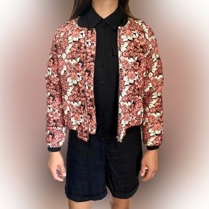 Sandro Floral Evora Jacquard Bomber Jacket - Pink, white, black - Size 1 (Small)